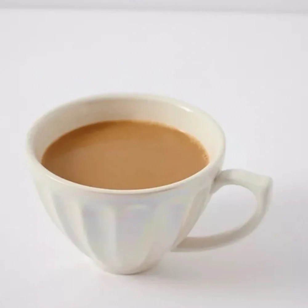 Anthropologie White  Lustered Latte Mug